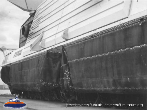 SRN4 Sure (GH-2005) with Hoverlloyd undergoing maintenance -  (credit: The <a href='http://www.hovercraft-museum.org/' target='_blank'>Hovercraft Museum Trust</a>).
